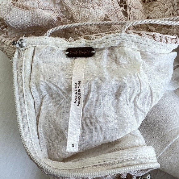 Free People Just Like Honey Lace Dress Handkerchief Hem Blush Pink Size 0 EUC - Picture 7 of 11